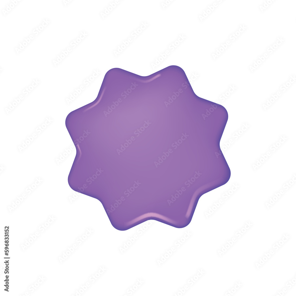 Realistic purple eight pointed star. Vector