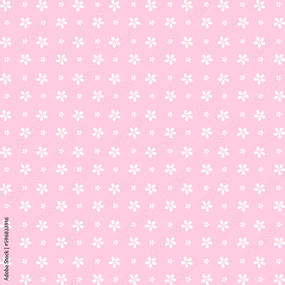 Seamless vector pattern with white flowers on a pink background. Spring pattern for wrapping paper, textile, fabric, wallpaper. Children's floral pattern. Seamless vector pattern with white flowers on a pink background. Spring pattern for wrapping paper, textile, fabric, wallpaper. Children's floral pattern.