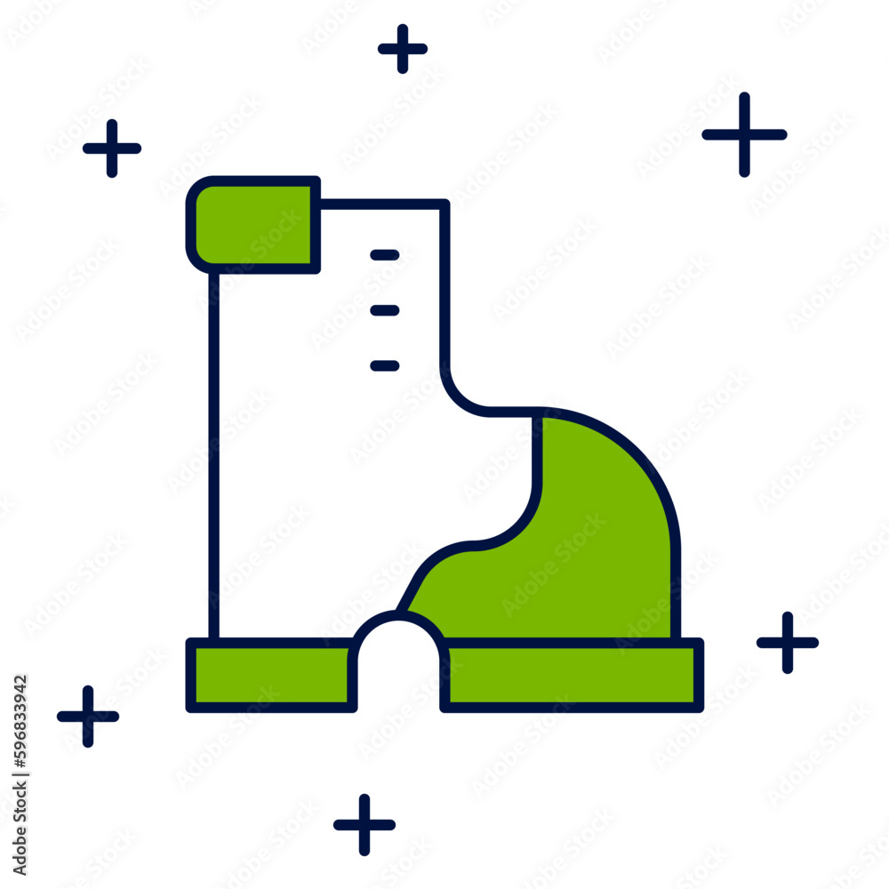 Filled outline Winter warm boot icon isolated on white background. Waterproof rubber boot. Vector Filled outline Winter warm boot icon isolated on white background. Waterproof rubber boot. Vector