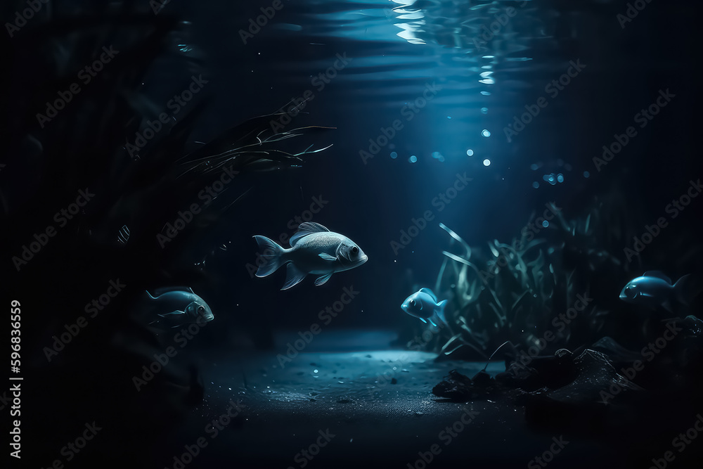 Naklejka premium Beautiful neon fish in the Maldives, AI