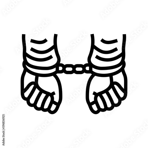 handcuffed hands crime line icon vector illustration