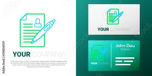 Line Resume icon isolated on white background. CV application. Searching professional staff. Analyzing personnel resume. Colorful outline concept. Vector