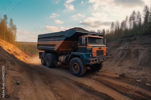 illustration, truck carrying coal, ai generative.