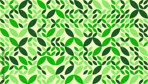 Geometric background pattern of fresh green natural leave and leaf. Vector file.