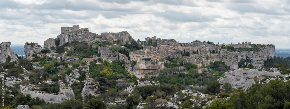 Baux-De-Provence, France - 04 21 2023: View of a typical village in Provence.