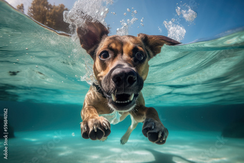 Funny Dog Diving in Tropical Waters © Georg Lösch