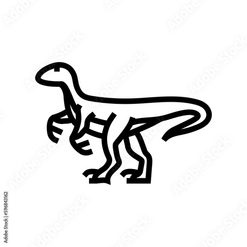 velociraptor dinosaur animal line icon vector illustration