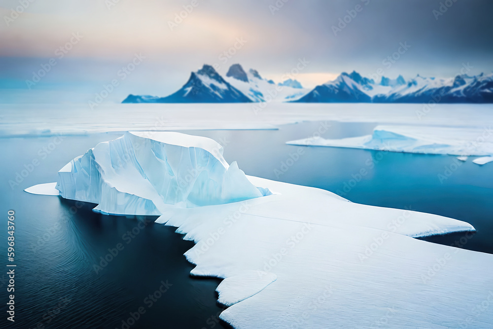 Iceberg aerial view, generative ai