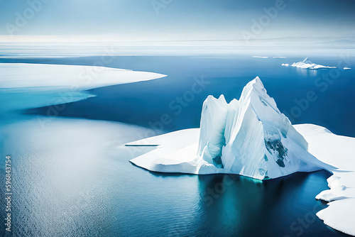 Iceberg aerial view, generative ai