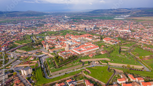 Cuadro en lienzo Aerial view of the Alba Carolina citadel located in Alba Iulia, Romania