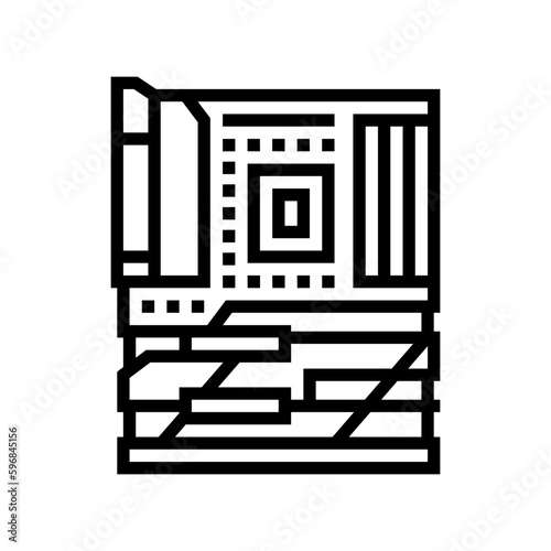 motherboard gaming pc line icon vector illustration
