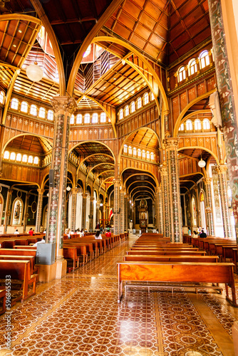 Majestic Interior of the Basilica of Our Lady of the Angels in Cartago, Costa Rica
