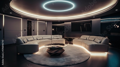 Contemporary Futuristic Room Design with Generative AI © jambulart