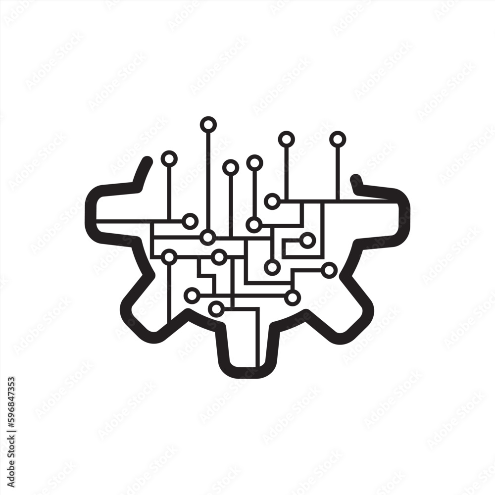 mechatronic icon, technology future, machine and electrical engineering 