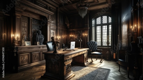 The Dark Side of Office Design: Incorporating Gothic Elements with Generative AI © jambulart