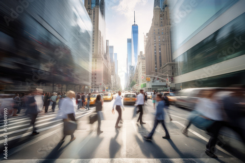 City Life in Motion  Business People Crossing a Bustling Urban Street