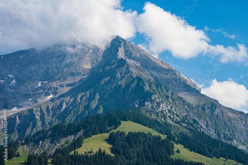 Adelboden  Switzerland - July 24  2022 - Summer view of Adelboden village and city center