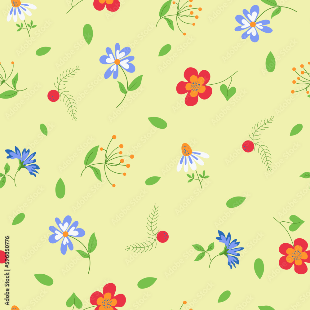 Fototapeta premium pattern, flowers, plant, drawing, abstract, flower, branch, grass, painted, seamless, background, texture, design, textiles, packaging, set, outline, package, seamless drawing, botanical, botany, leaf