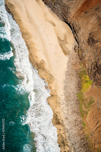 Kauai Napali Coast aerial view from Helicopter tour, golden hour