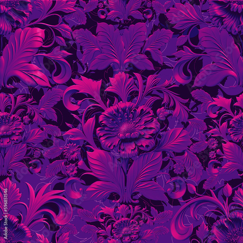 Damask seamless pattern. 3D steel seamless element with shadow and highlight.