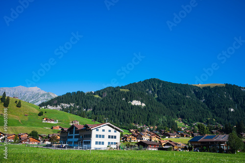 Adelboden, Switzerland - July 24, 2022 - Summer view of Adelboden village and city center © WSPHOTO