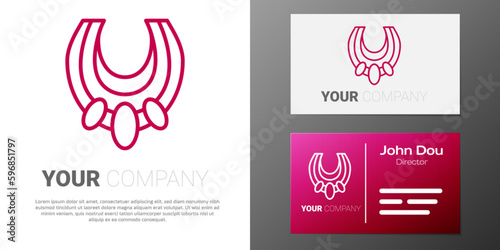 Logotype line Egyptian necklace icon isolated on white background. Logo design template element. Vector