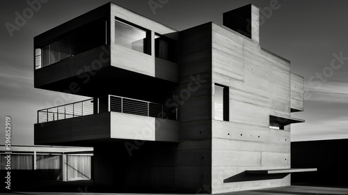 Capturing Black and White Photographs of a Minimalist House using Generative AI © jambulart