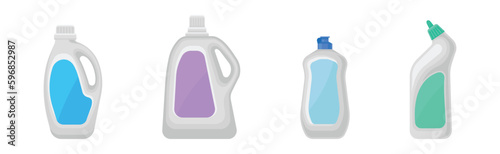 Detergent Bottles or Container as Cleaning Supplies Vector Set