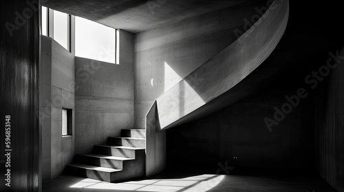Black and White Photographs of a House with a Minimalist Design using Generative AI