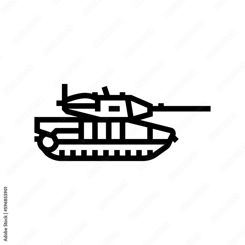 tank weapon war line icon vector illustration