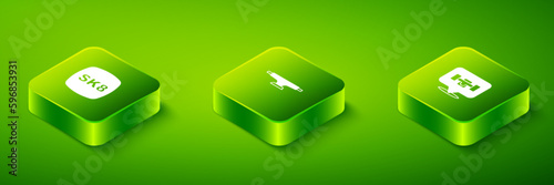 Set Isometric Skateboard wheel, and icon. Vector