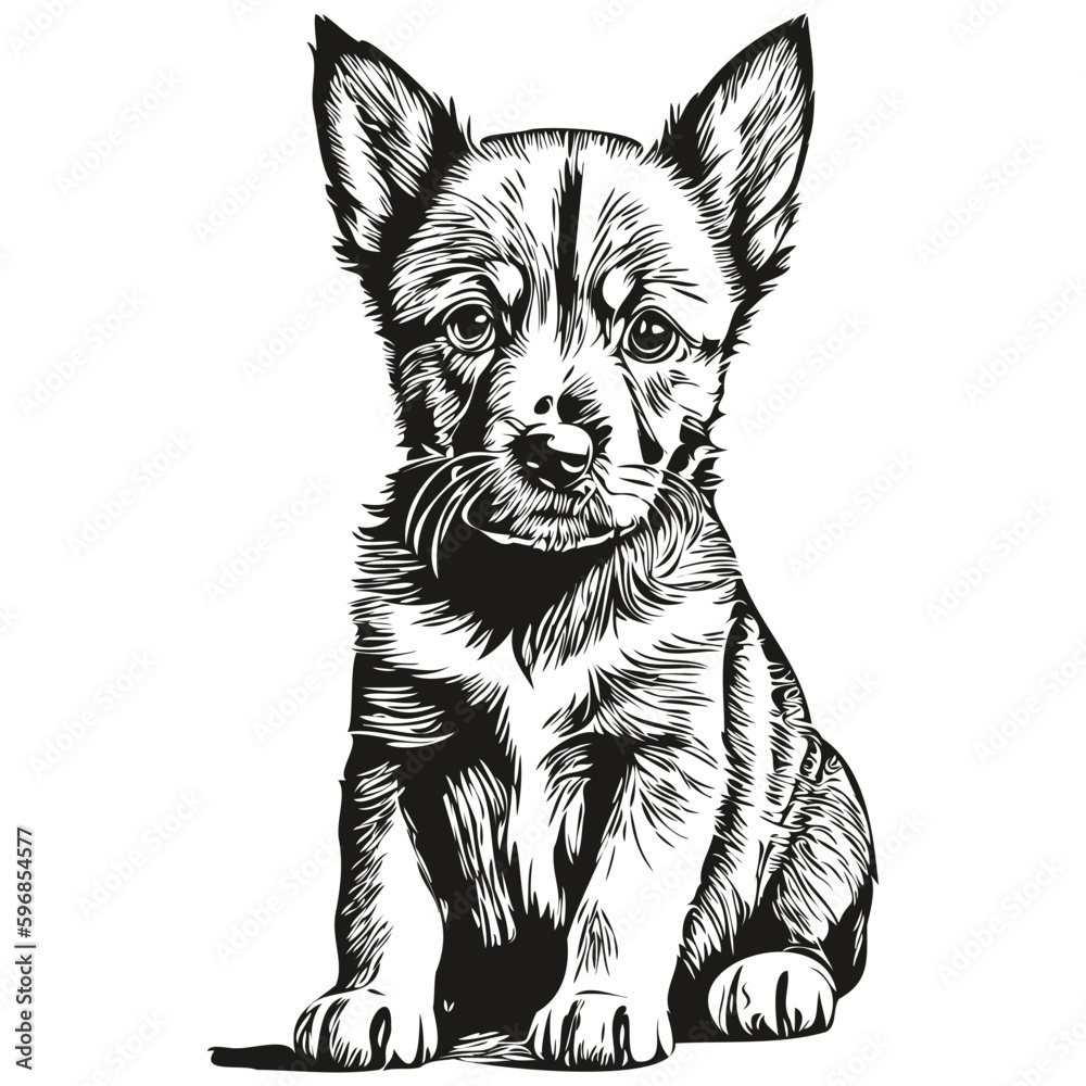Vector image of silhouette of a puppy on a white background, puppies Vector image of silhouette of a puppy on a white background, puppies