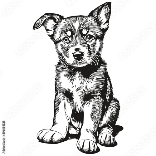 Cute kids hand drawn nursery poster with puppy animal puppies
