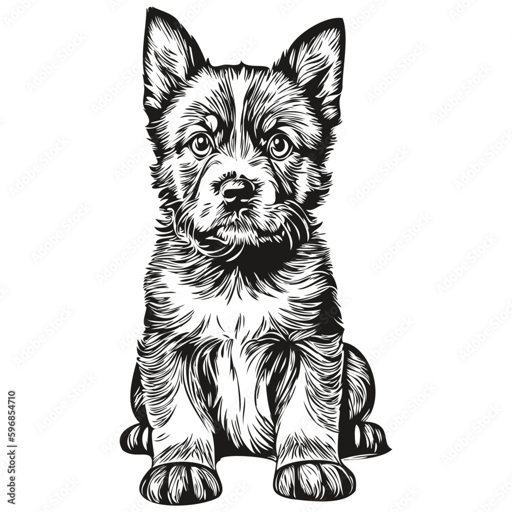 puppy vector illustration line art drawing black and white puppies