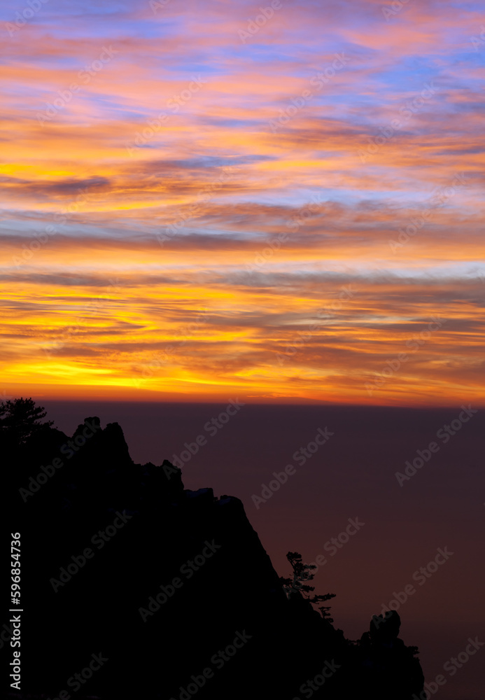 Beautiful sunset in Crimea mountains