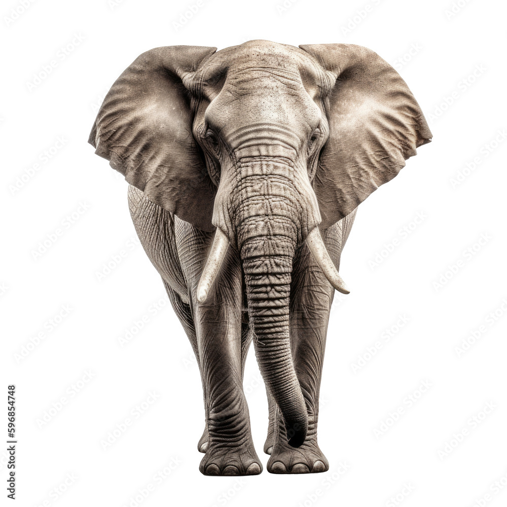 Elephant Isolated on Transparent Background, Front-Facing , AI Generative