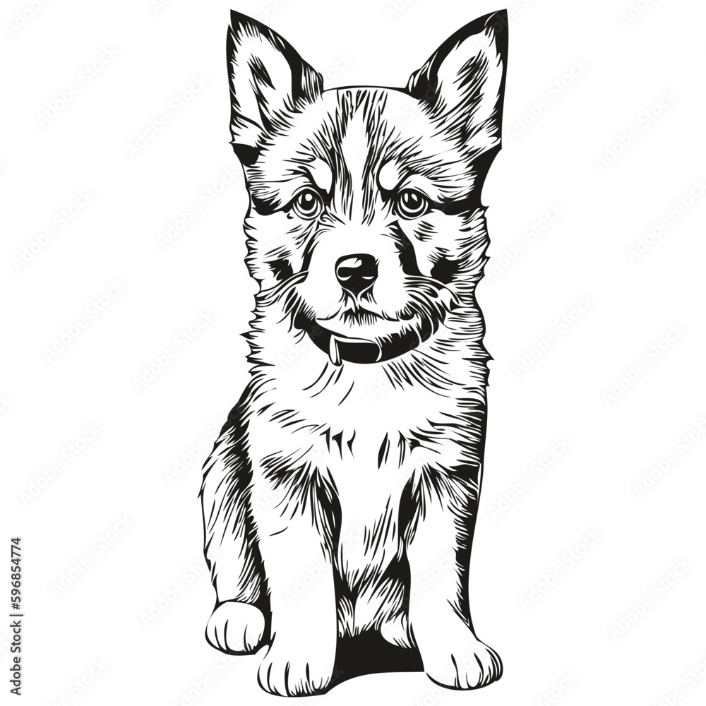 puppy sketch, hand drawing of wildlife, vintage engraving style, vector illustration puppies