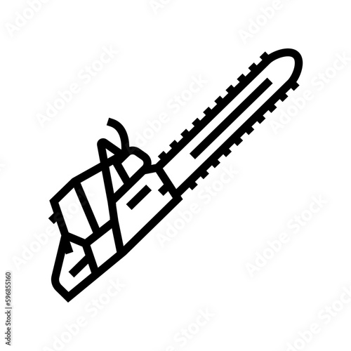 chainsaw weapon military line icon vector illustration