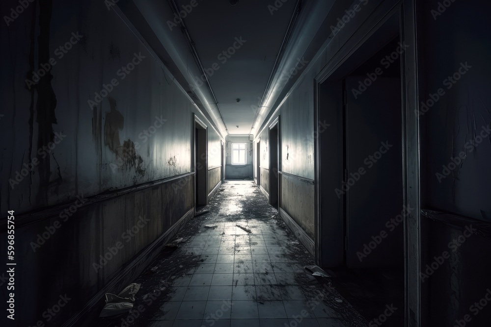 Fototapeta premium abandoned dark corridor generative ai 
