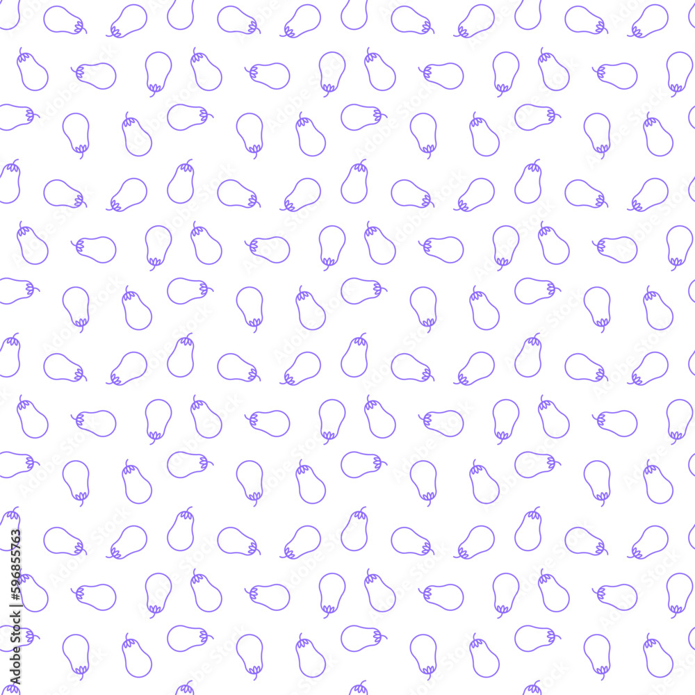 Seamless pattern of cute eggplants on a white background Seamless pattern of cute eggplants on a white background