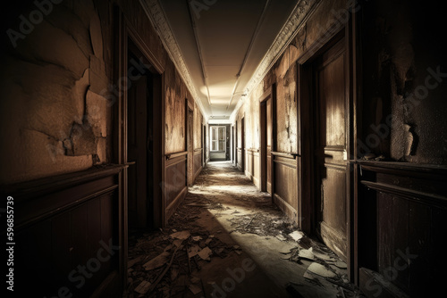 abandoned dark corridor generative ai	