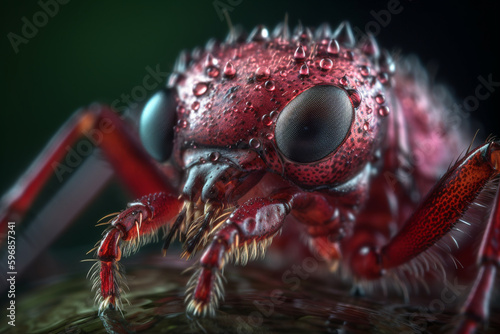 macro of a red spider