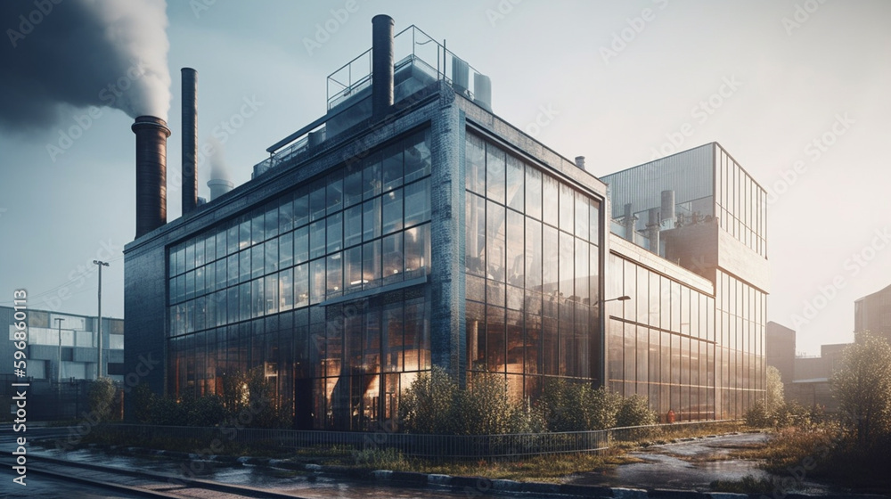 Awe-Inspiring View of a Modern Factory from the Outside Awe-Inspiring View of a Modern Factory from the Outside