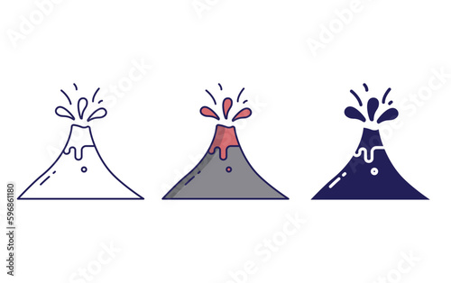 Outline Volcano vector icon