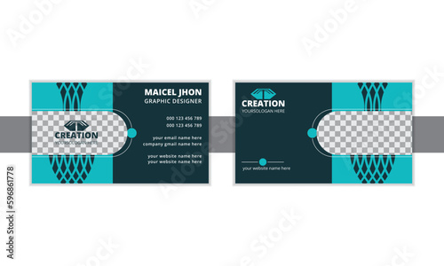 Creative and clean corporate business card template. Vector illustration. Stationery design,modern creative business card and name card,horizontal simple clean template vector design, layout in rectan photo