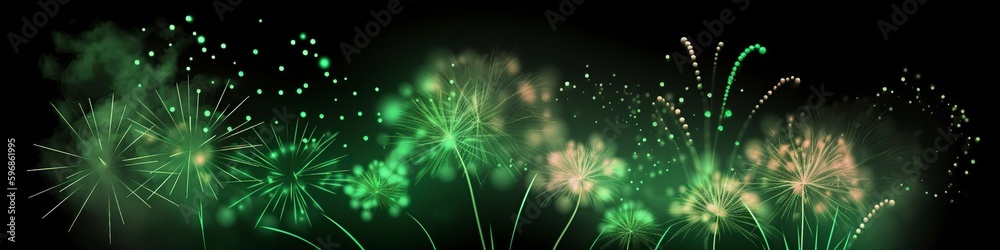 Fototapeta premium illustration, st patrick's day festive fireworks, website headers, ai generative