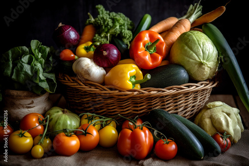 juicy and ripe vegetables lie in a basket -Ai