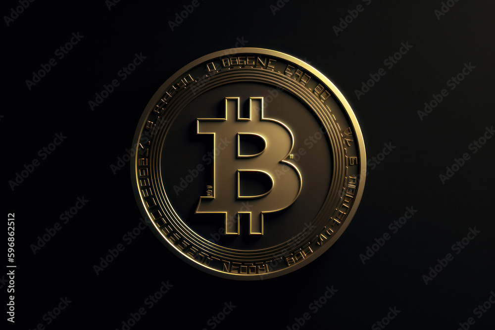 Minimalistic Bitcoin Logo on Golden Coin Minimalistic Bitcoin Logo on Golden Coin