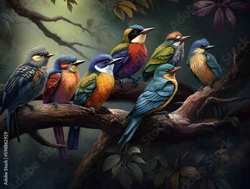 two parrots on the tree (Generative AI)
