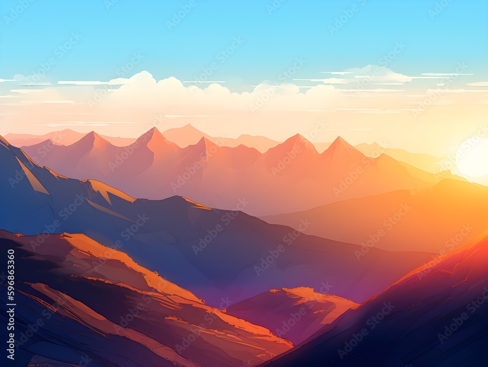 sunset in the mountains (Generative AI)